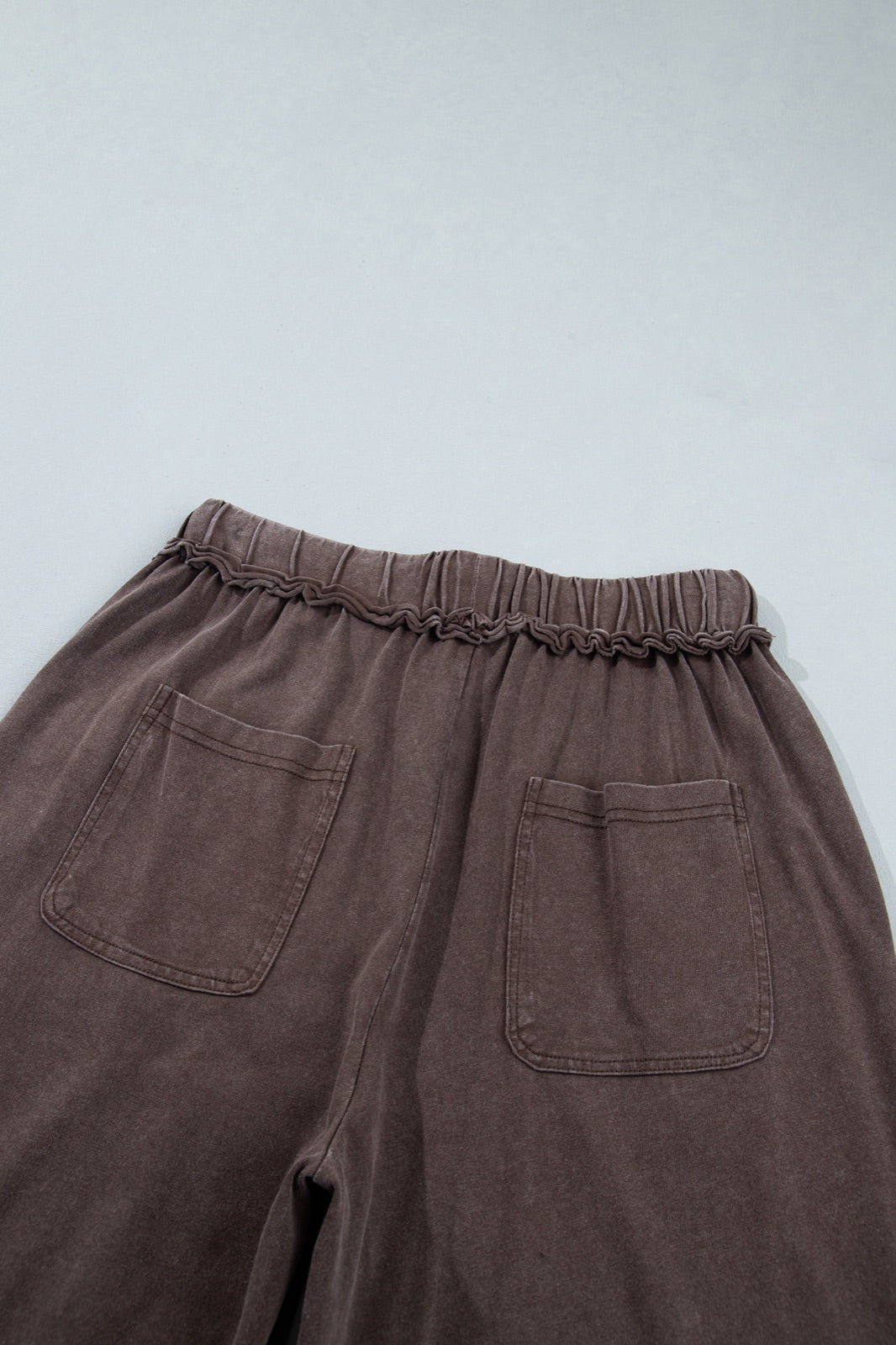 Mineral Wash Seam Detail Flare Leg Drawstring Pants — image 10