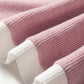 Light Pink Contrast Color Trim Knit Drop Shoulder Loose Top — image 10