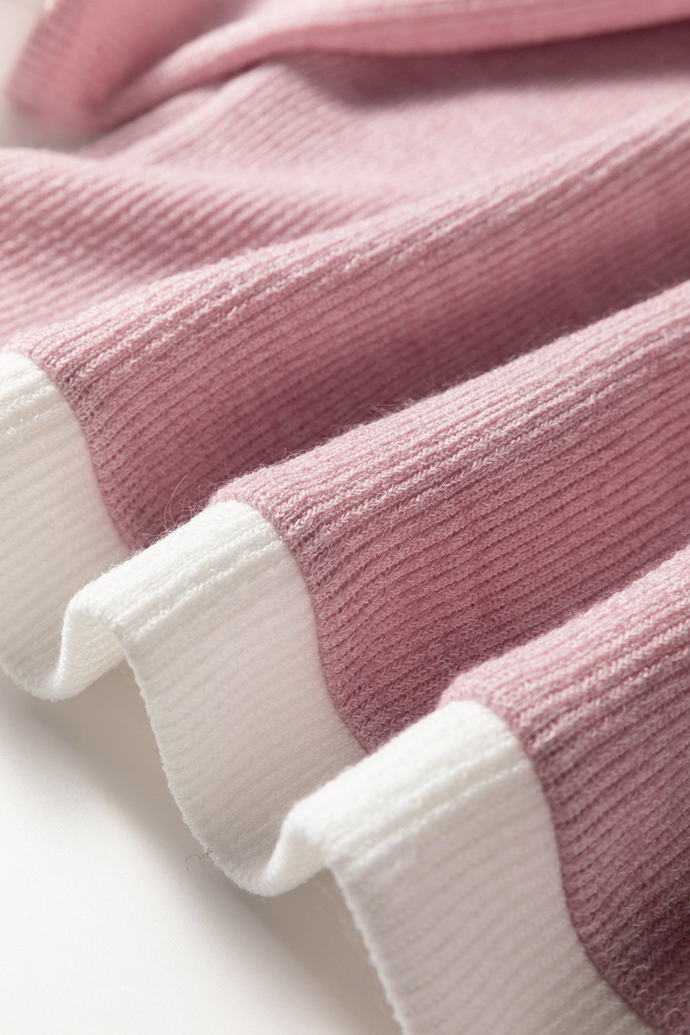 Light Pink Contrast Color Trim Knit Drop Shoulder Loose Top — image 10