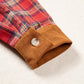 Red Plaid Color Block Collared Button Shacket — image 10