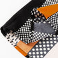 Orange Geo Print Colorblock Notched V Neck Blouse — image 10