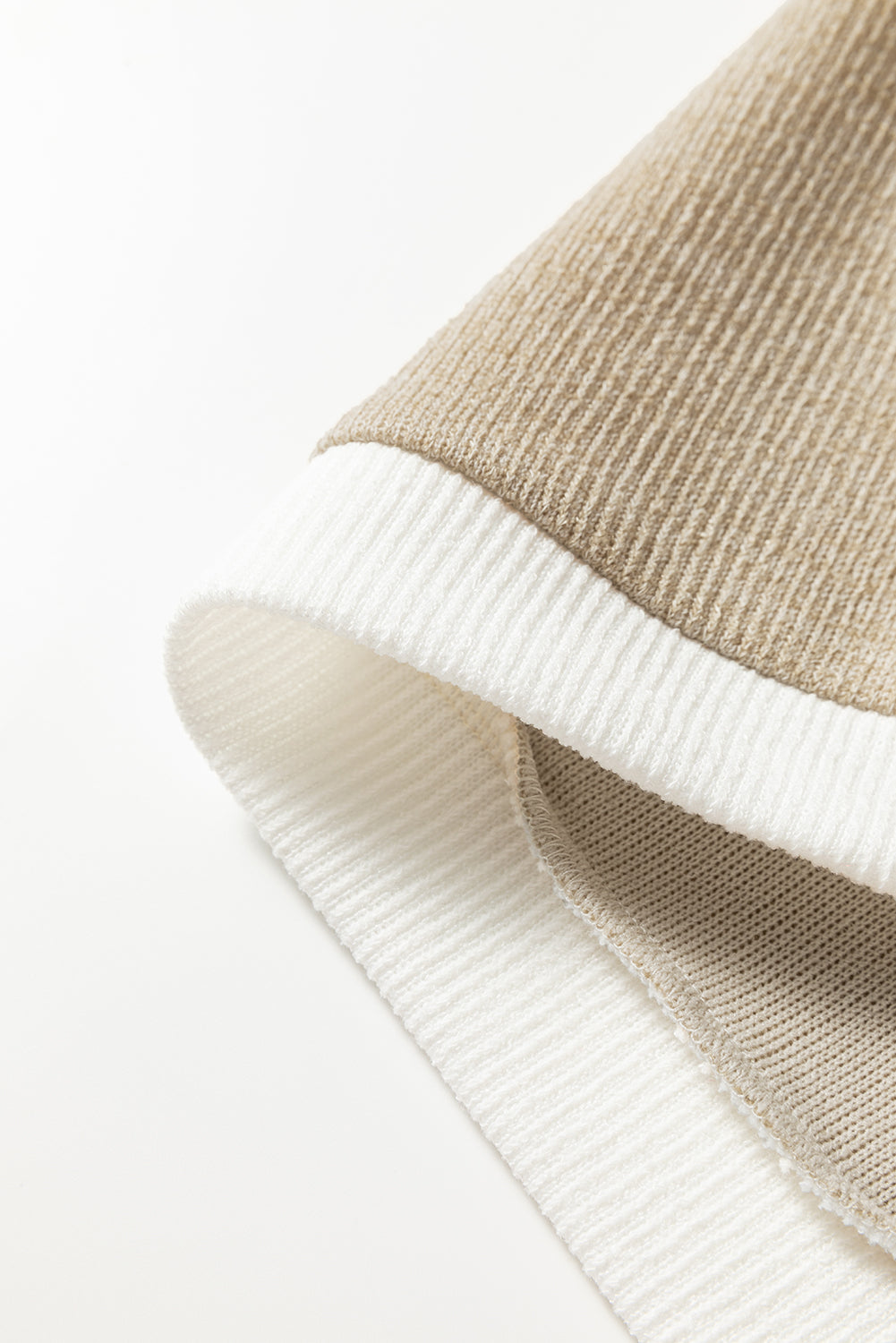 Light Pink Contrast Color Trim Knit Drop Shoulder Loose Top — image 10
