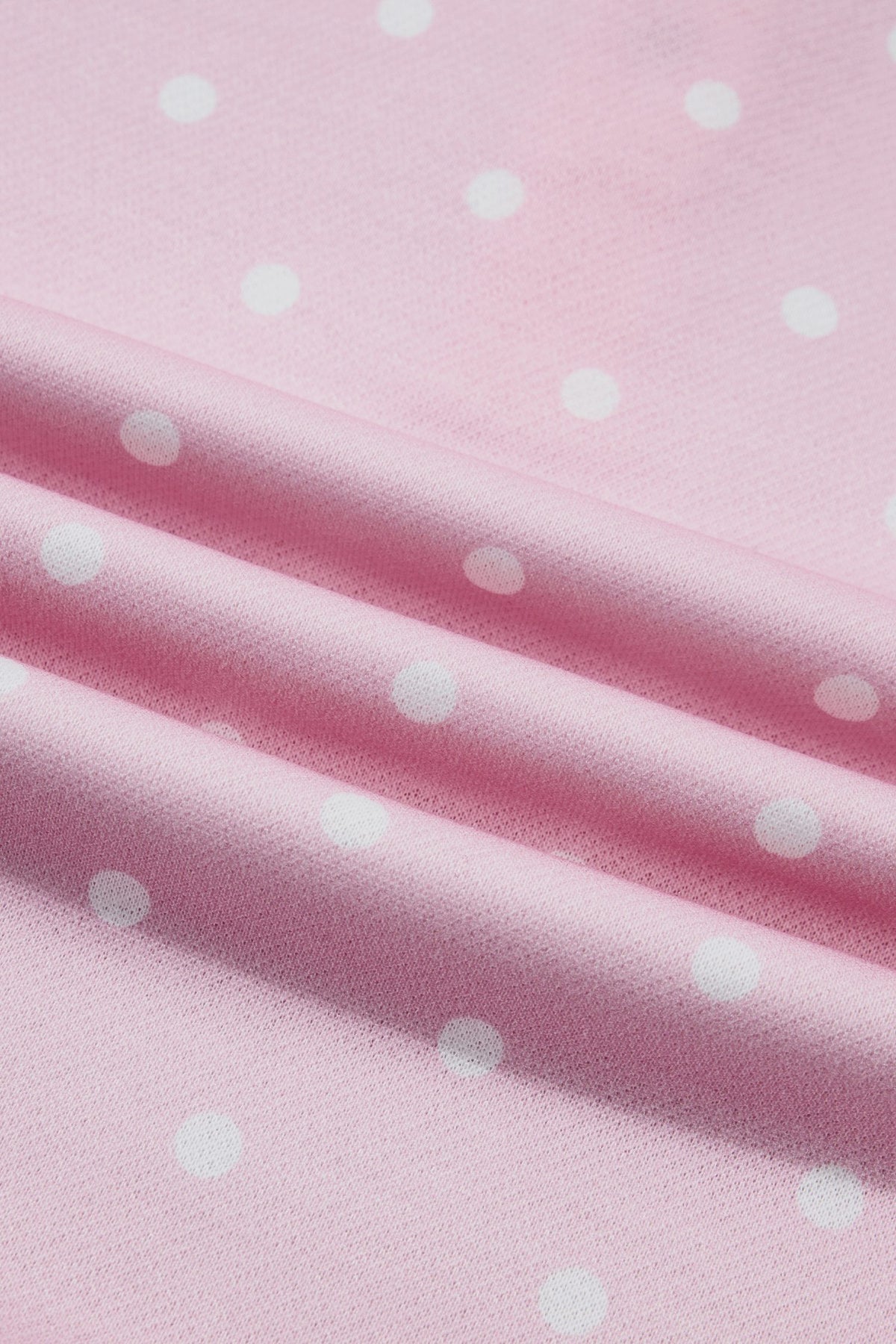 Pink Polka Dot Print Metal Button Collar Casual Pullover Sweatshirt — image 10