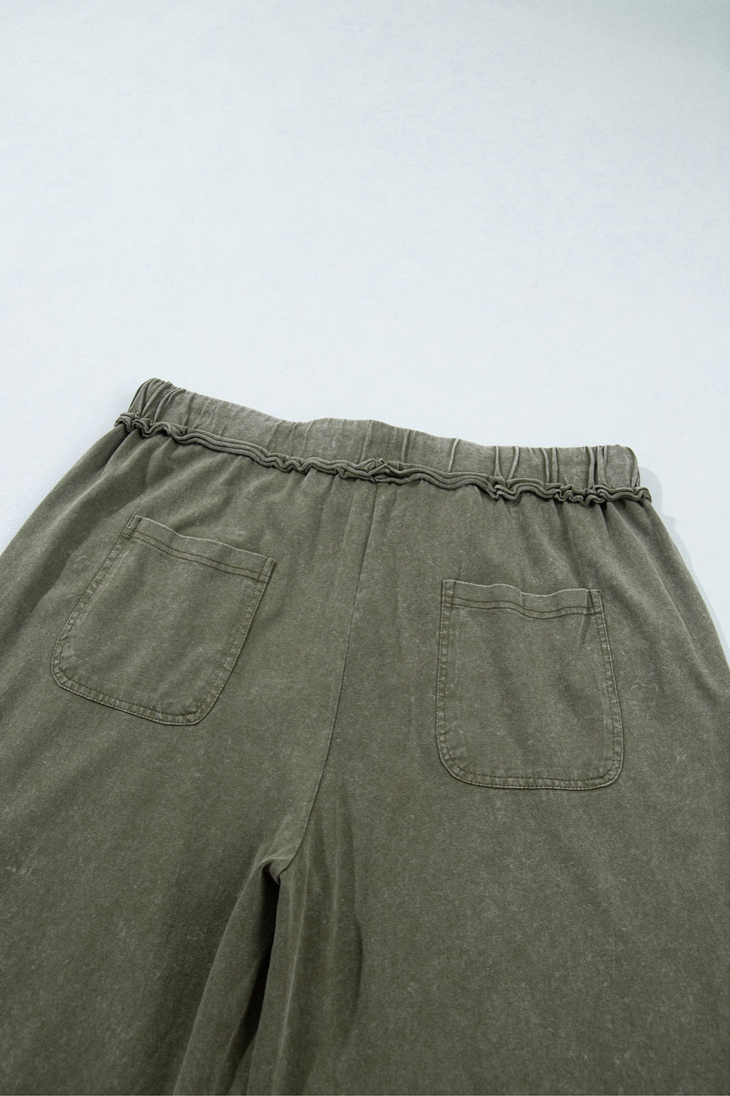Mineral Wash Seam Detail Flare Leg Drawstring Pants — image 10