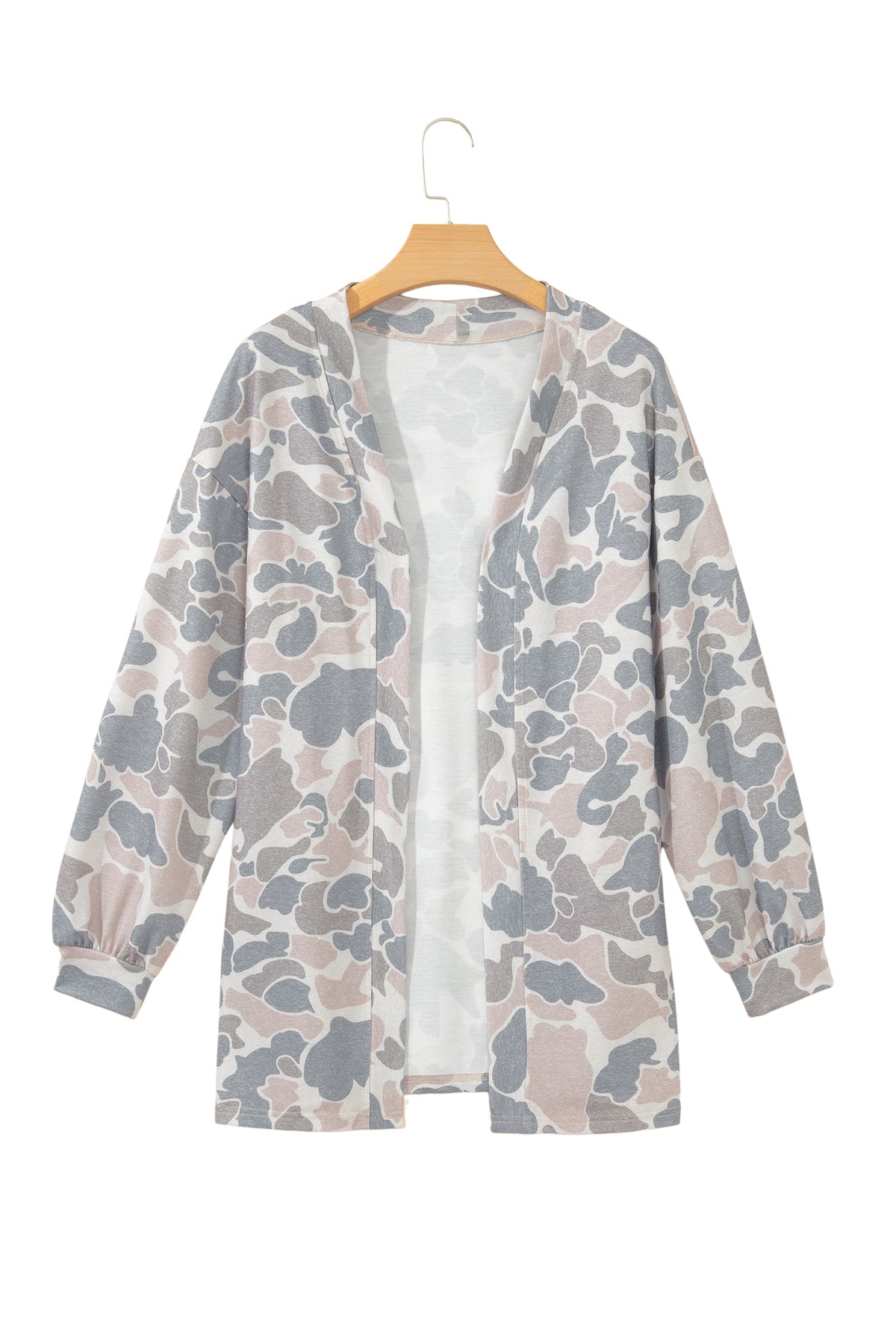 Multicolor Camouflage Print Long Sleeve Open Front Tunic Cardigan — image 10