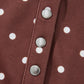 Brown Polka Dot Print Metal Button Collar Casual Pullover Sweatshirt — image 10