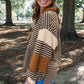Brown Stripe Collar V Neck Color Block Pullover Top — image 10