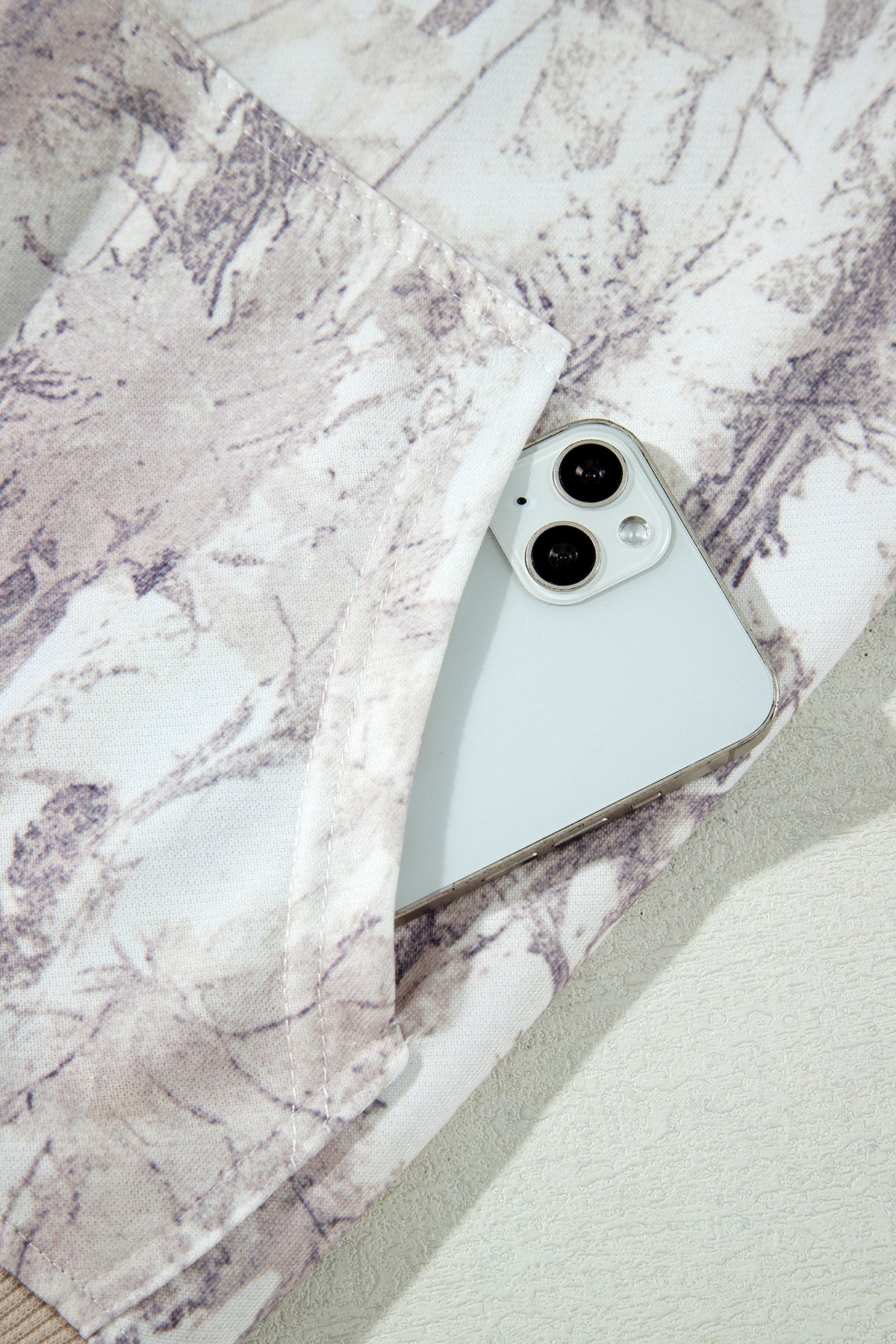Gray Abstract Print Ribbed Hoodie — image 10