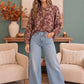 Cozy Blooms Floral Tie Neck Blouse