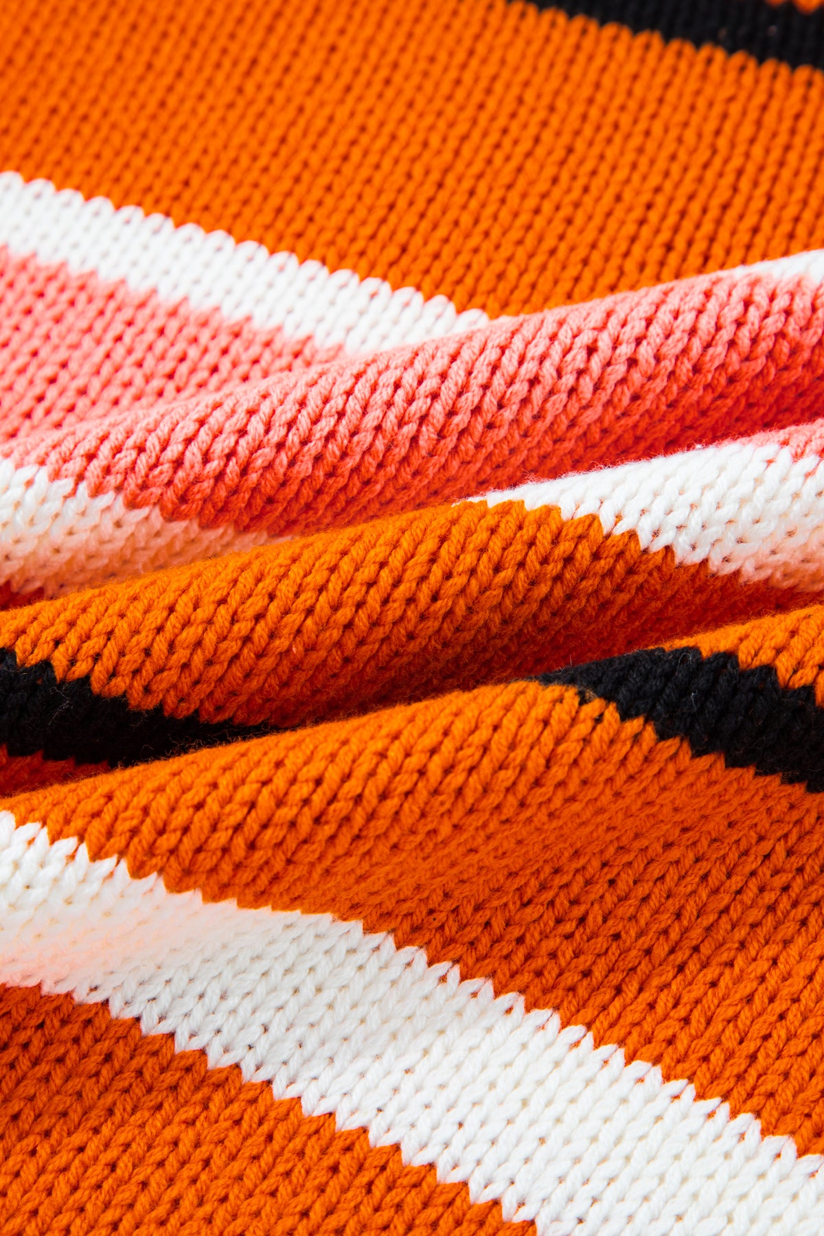 Orange Stripe Drop Shoulder Cropped Pullover Sweater — image 10