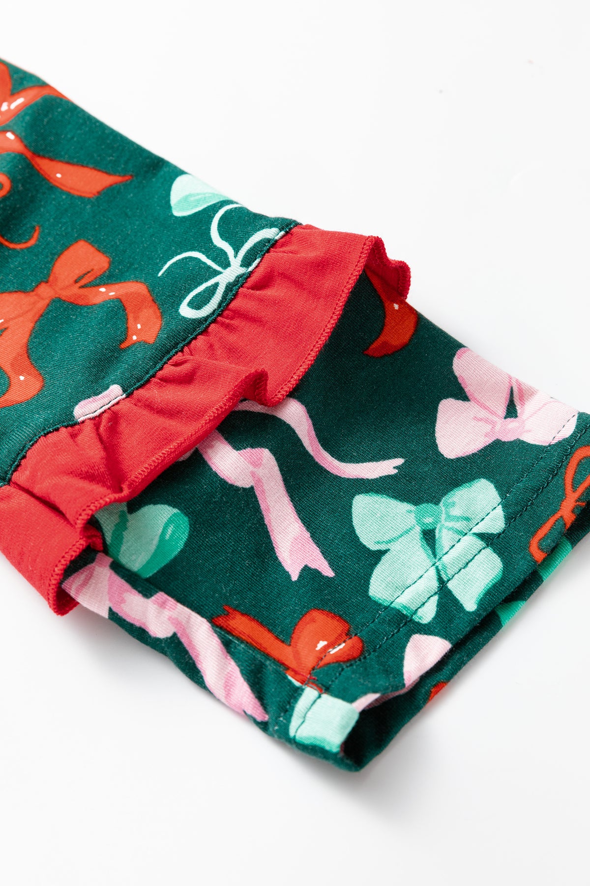 Green Festive Bow Print 2pcs Pajama Pant Set — image 10