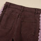 Coffee Lace Trim Casual Full-Length Regular Fit Jeans — image 10