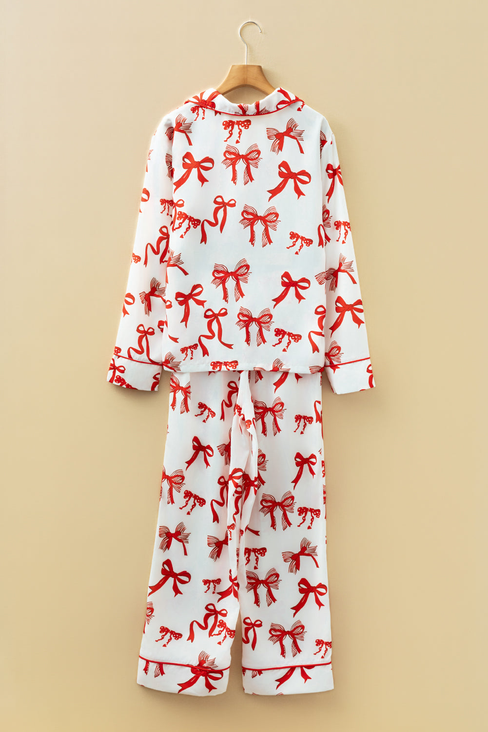 Red Christmas Bow Print Long 2pcs Pajama Set — image 10
