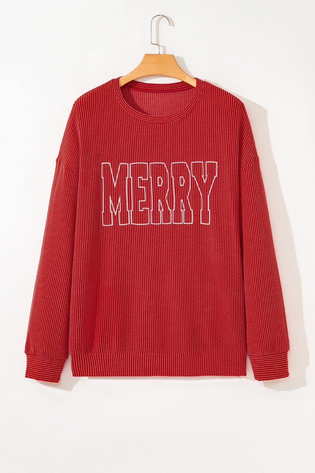 Twisted Rib Outlined MERRY Graphic Long Sleeve Top — image 10
