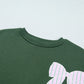 Blackish Green Striped Bow Graphic Oversized Sweatshirt — image 10