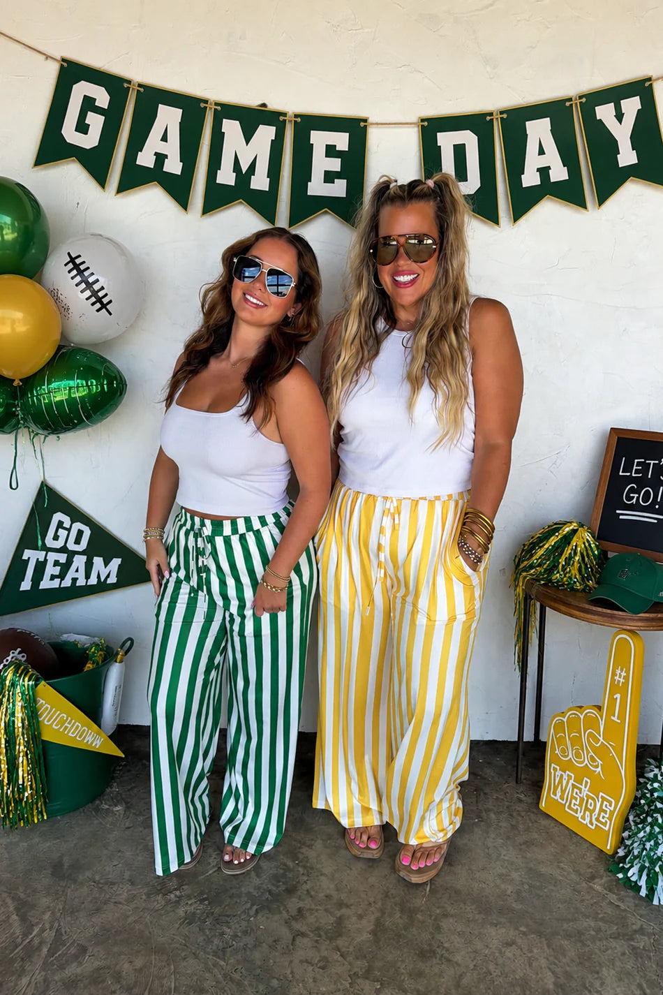 PREORDER: Game Day Wide Leg Pants - Gingham and Stripes  // eta September