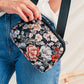 Black Floral Print Zipper Wide Strap Sling Bag — image 11