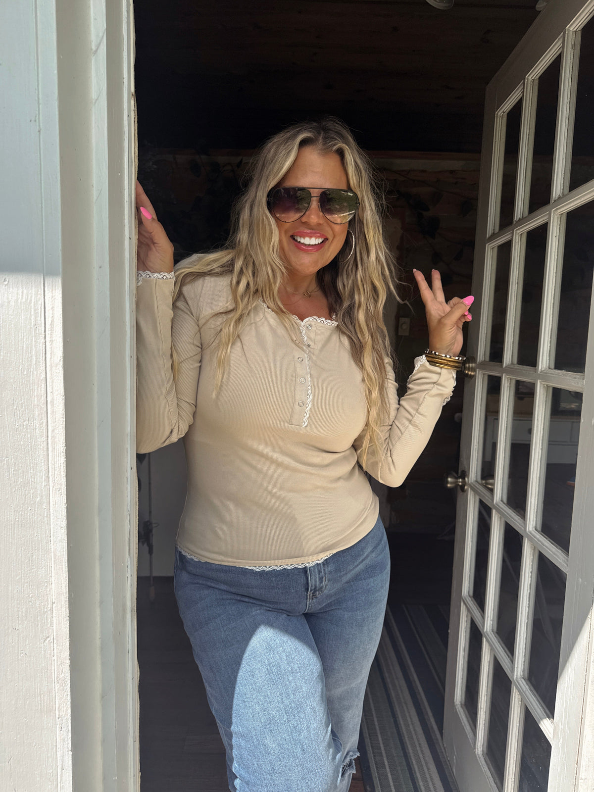 Rosie Lace Henley Top — image 11