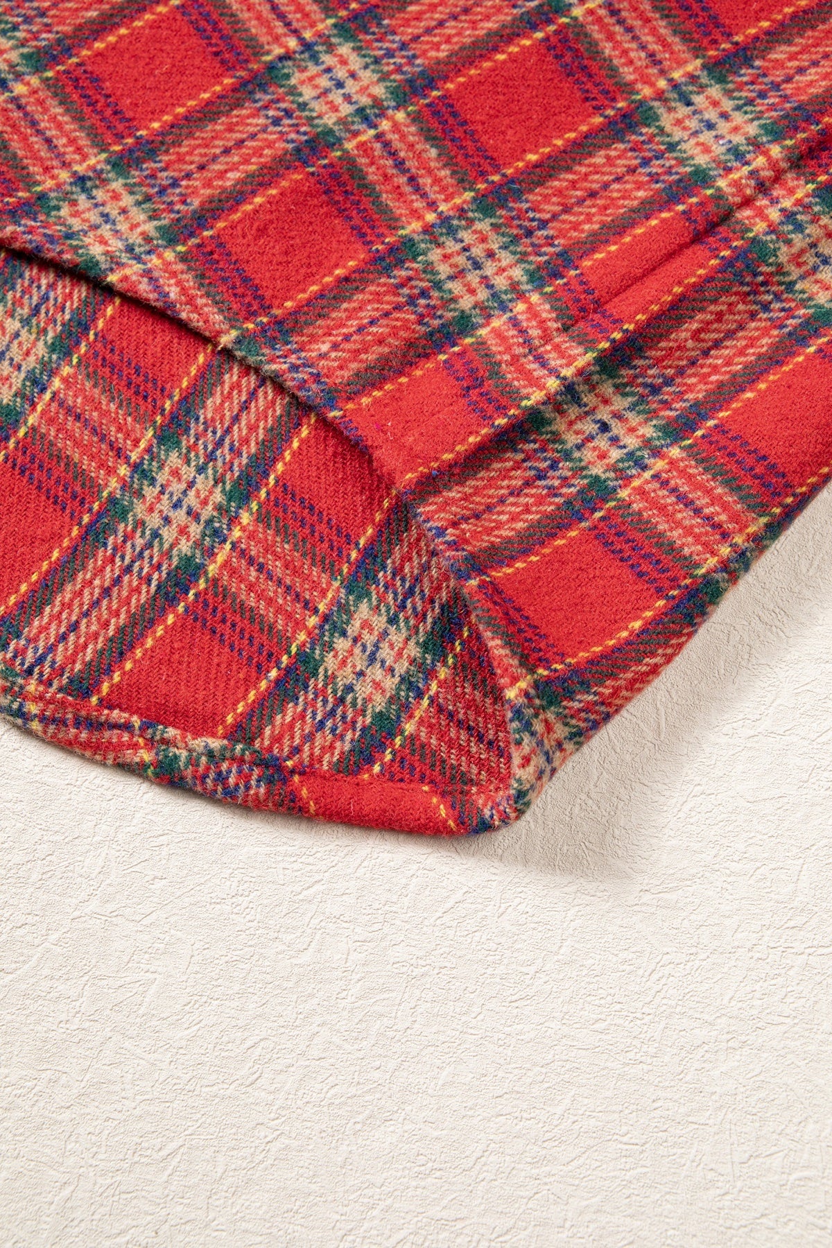 Red Plaid Color Block Collared Button Shacket — image 11