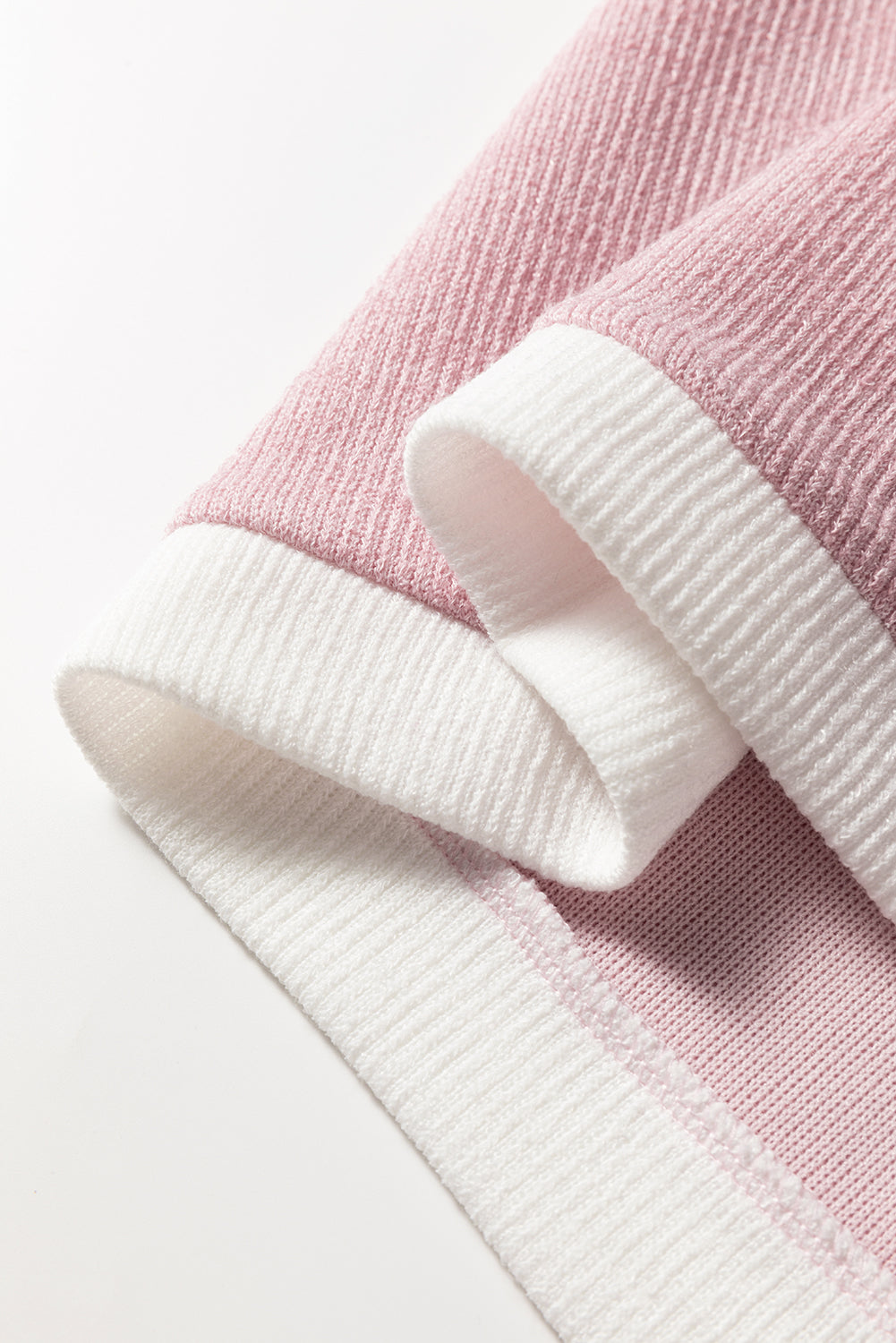 Light Pink Contrast Color Trim Knit Drop Shoulder Loose Top — image 11