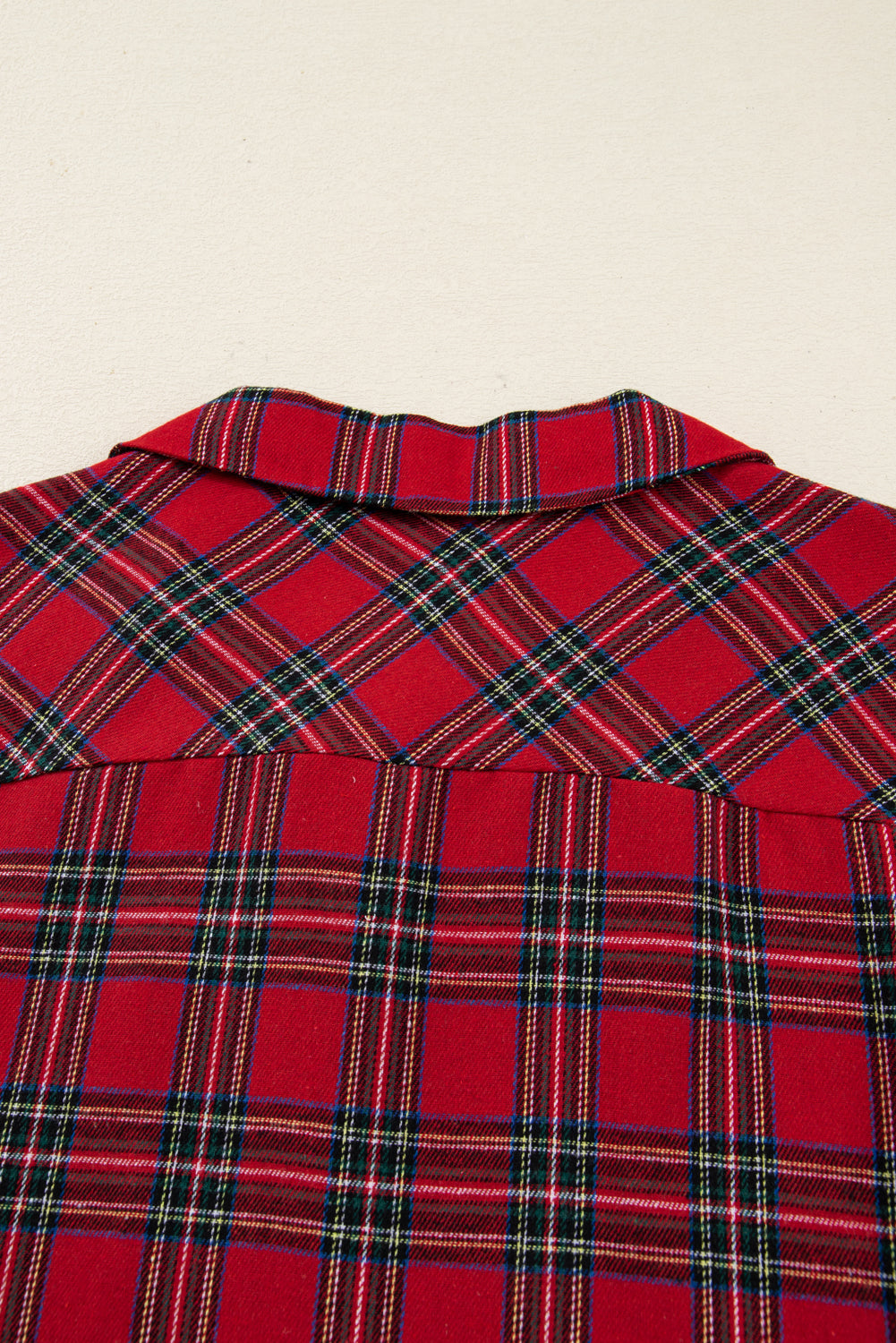 Red Plaid Contrast Patched Christmas Shirt & Short Pajama Set — image 11