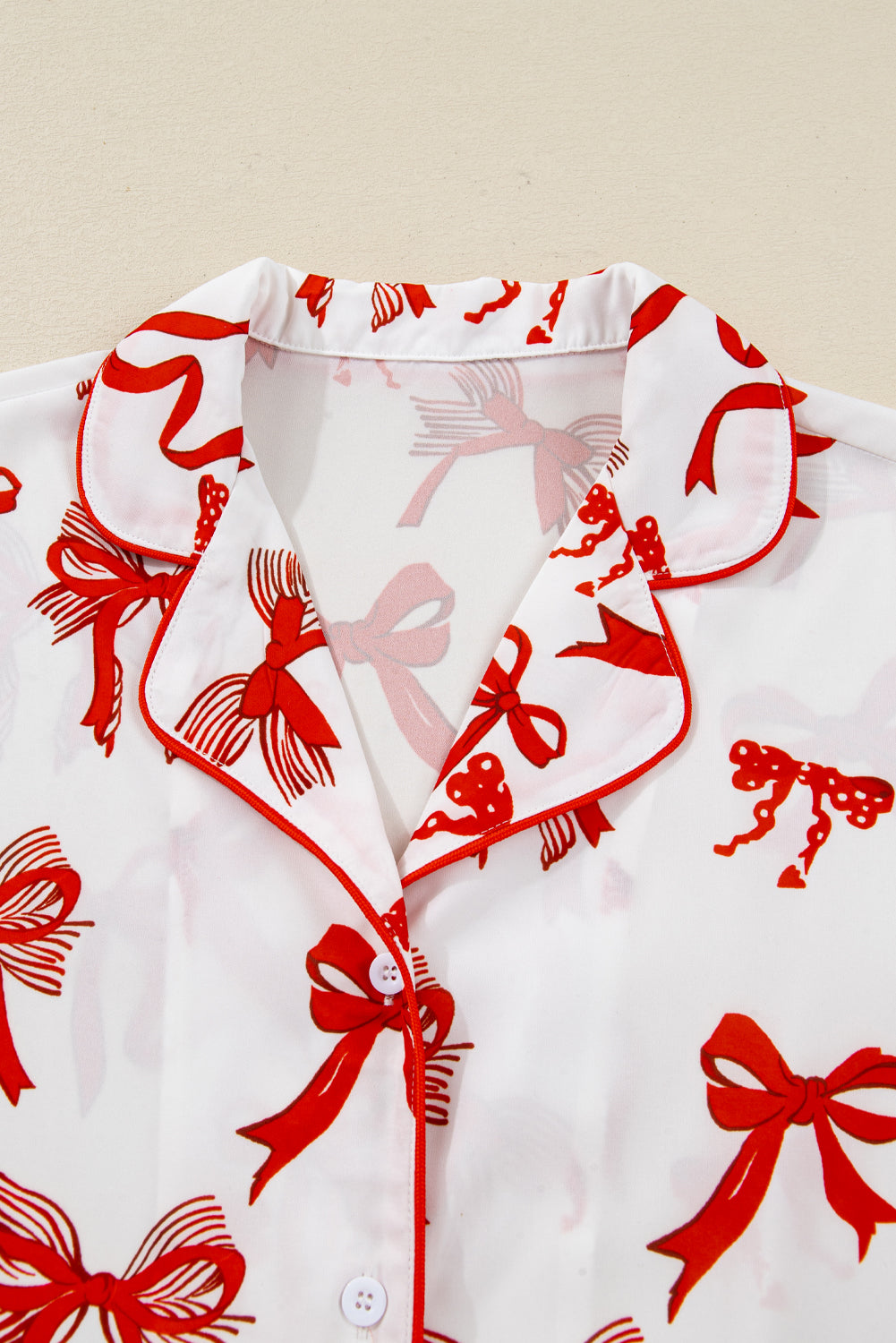 Red Christmas Bow Print Long 2pcs Pajama Set — image 11