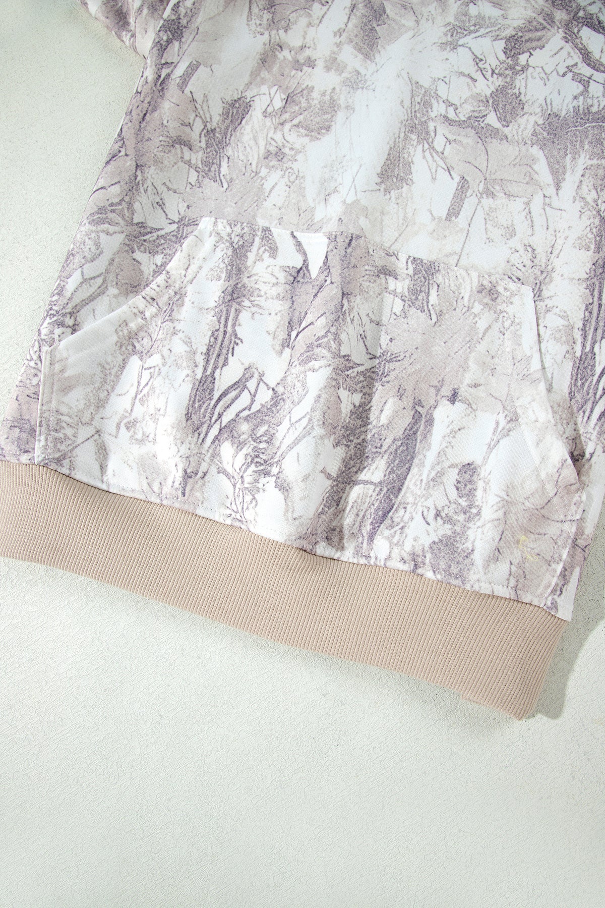 Gray Abstract Print Ribbed Hoodie — image 11