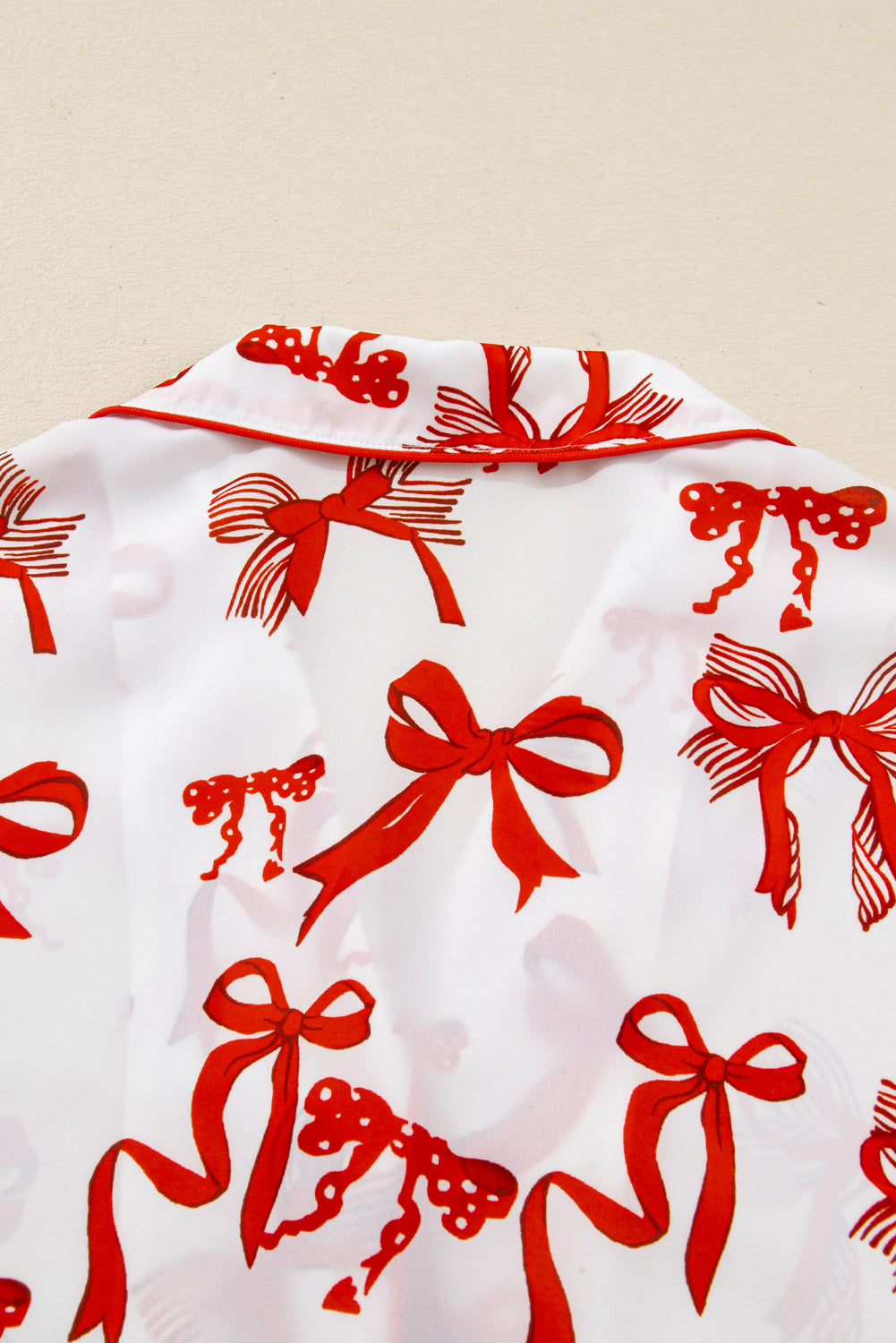 Red Christmas Bow Print Long 2pcs Pajama Set — image 12