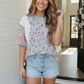 Garden Party Floral Mixed Media Top