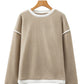 Light Pink Contrast Color Trim Knit Drop Shoulder Loose Top — image 12