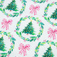 Green Bow Christmas Tree Print Contrast Striped Banding 2pcs Lounge Set — image 12