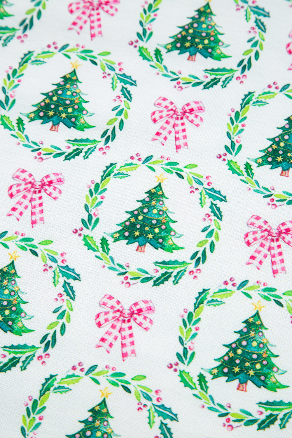 Green Bow Christmas Tree Print Contrast Striped Banding 2pcs Lounge Set — image 12