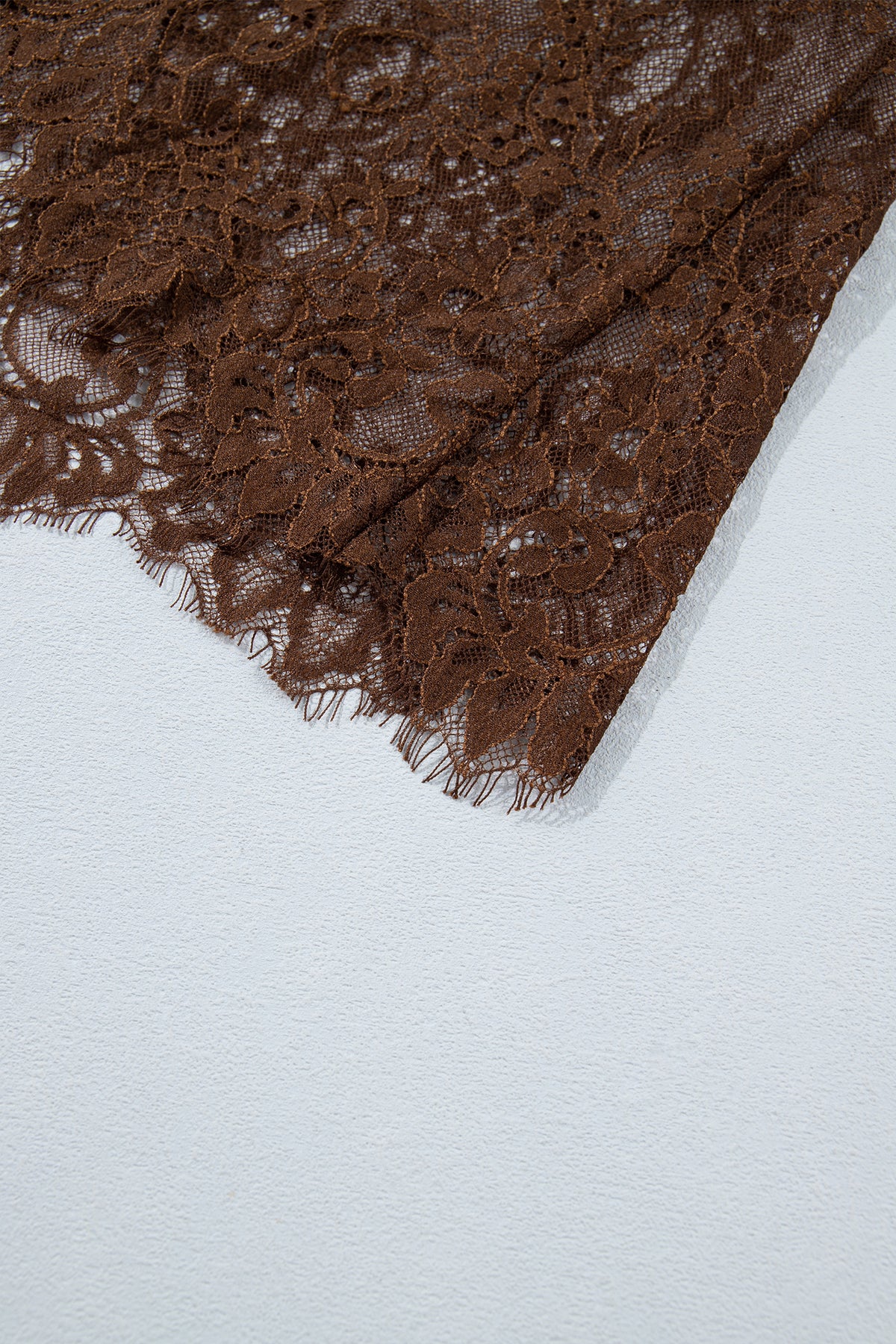 PREORDER // Dark Brown Lace Patchwork Hem Long Skirt // ETA November — image 12