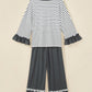 Stripe V-Neck Ruffle Contrast Sleeve Top + Drawstring Pants Set — image 13