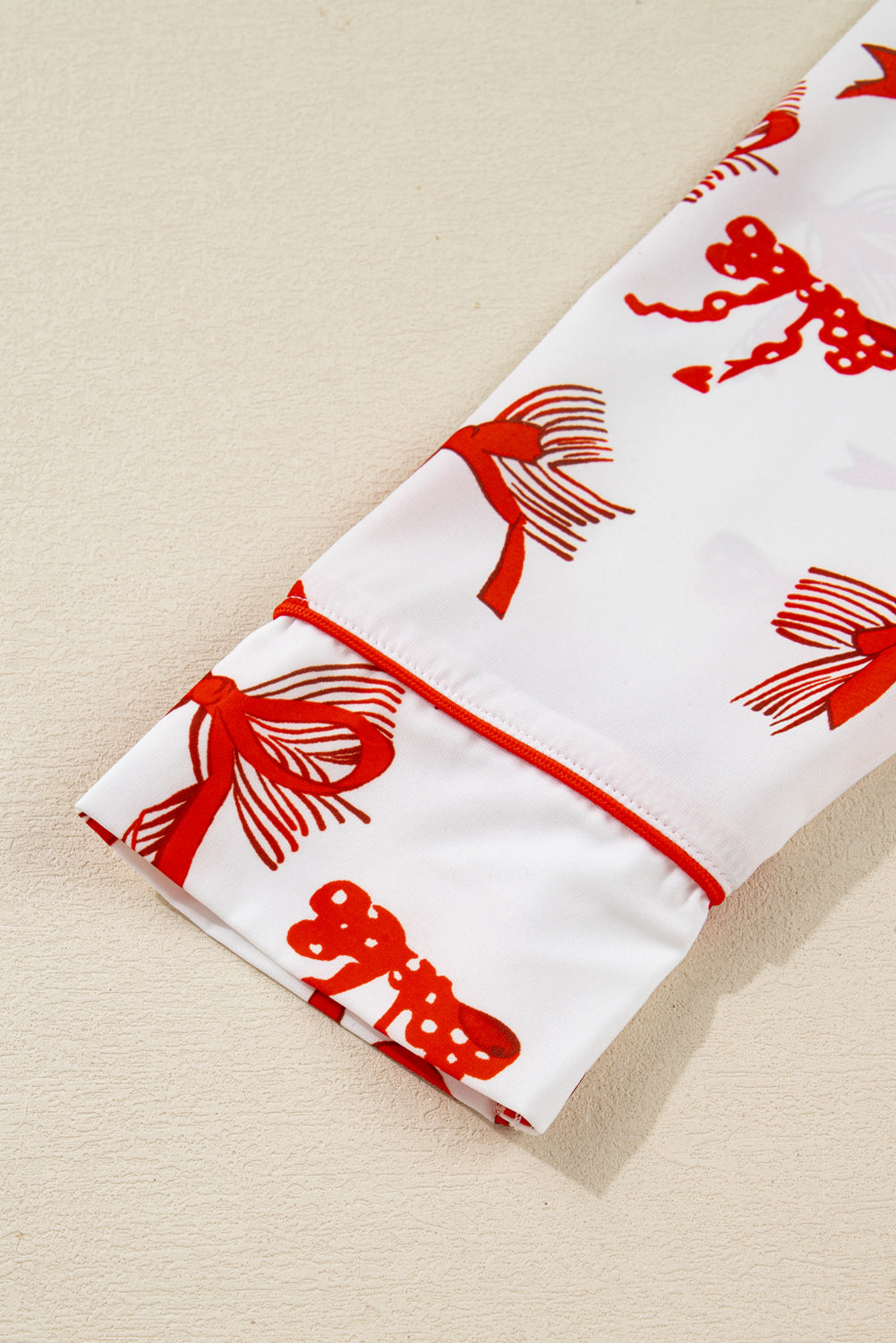 Red Christmas Bow Print Long 2pcs Pajama Set — image 13