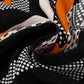 Orange Geo Print Colorblock Notched V Neck Blouse — image 13