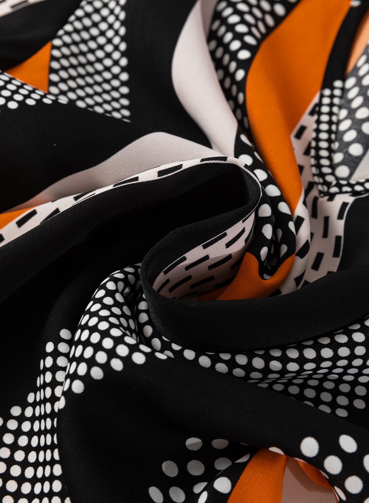 Orange Geo Print Colorblock Notched V Neck Blouse — image 13