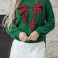 Evergreen Plaid Bow Graphic Christmas Sweater — image 14