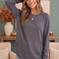Cozy Days Ahead Raglan Top in Slate