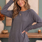 Cozy Days Ahead Raglan Top in Slate