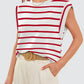 Striped Round Neck Cap Sleeve Top