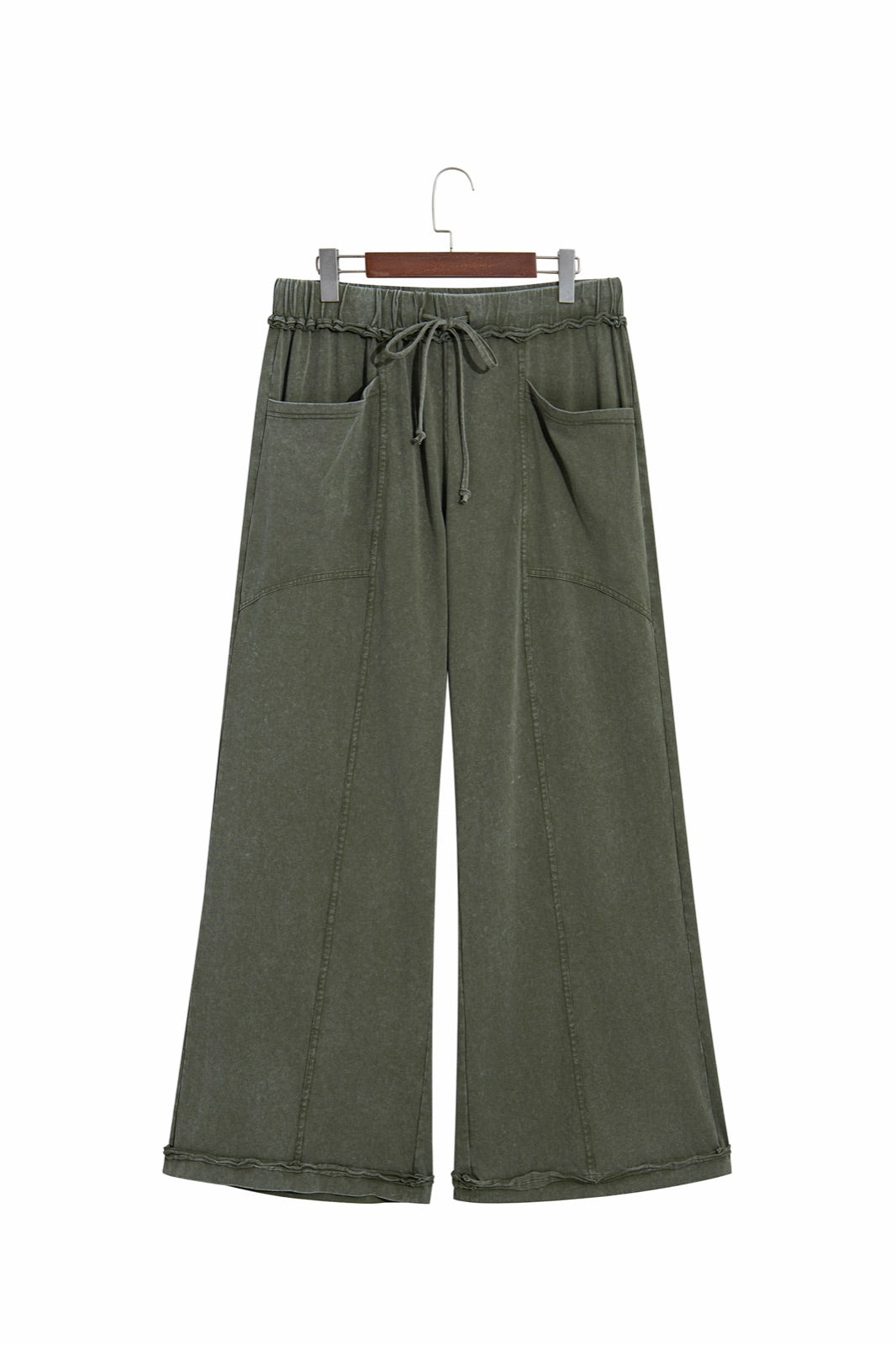 Mineral Wash Seam Detail Flare Leg Drawstring Pants — image 14
