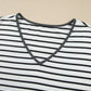 Stripe V-Neck Ruffle Contrast Sleeve Top + Drawstring Pants Set — image 14