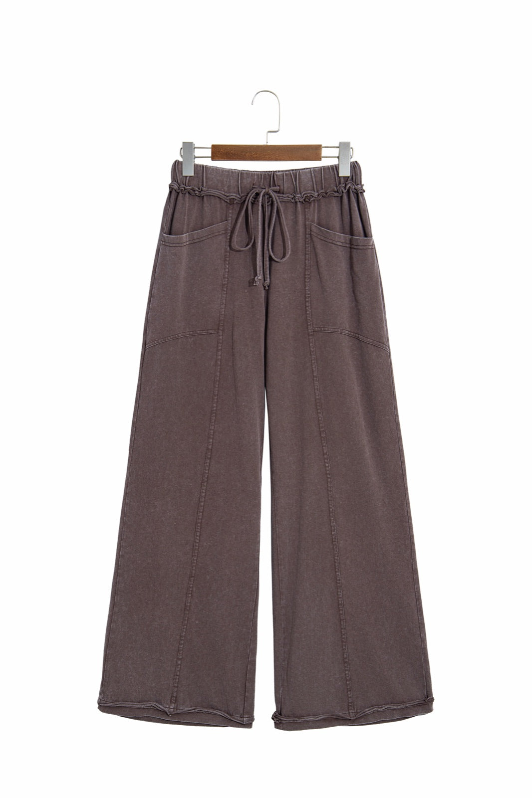Mineral Wash Seam Detail Flare Leg Drawstring Pants — image 14