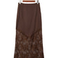 PREORDER // Dark Brown Lace Patchwork Hem Long Skirt // ETA November — image 15
