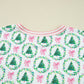 Green Bow Christmas Tree Print Contrast Striped Banding 2pcs Lounge Set — image 15
