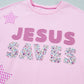 Pink JESUS SAVES Patchwork Stars Plaid Floral Letters Baggy Sweatshirt — image 15