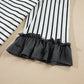 Stripe V-Neck Ruffle Contrast Sleeve Top + Drawstring Pants Set — image 15