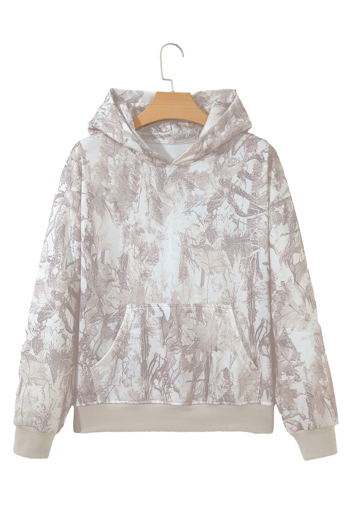 Gray Abstract Print Ribbed Hoodie — image 15