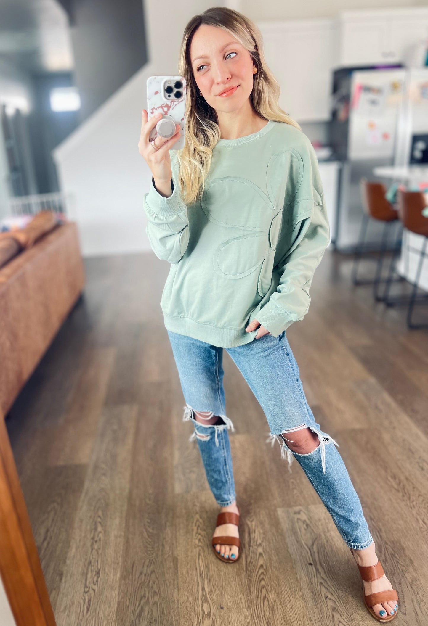 Sage Flower Pullover